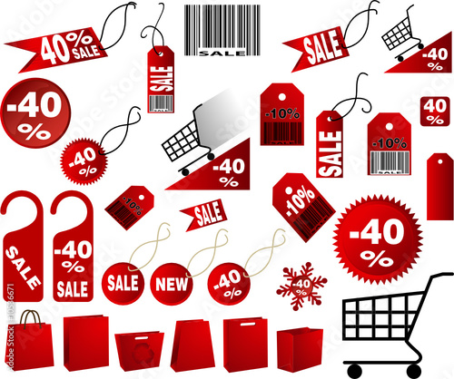 very big Set of red price tags in vector design