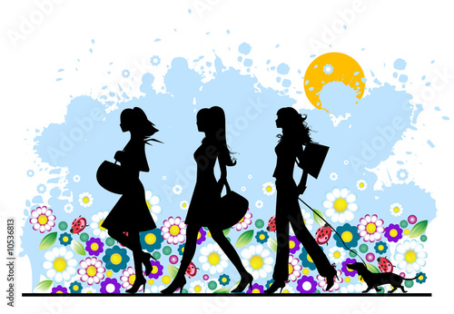 Summe, shopping girls, illustration