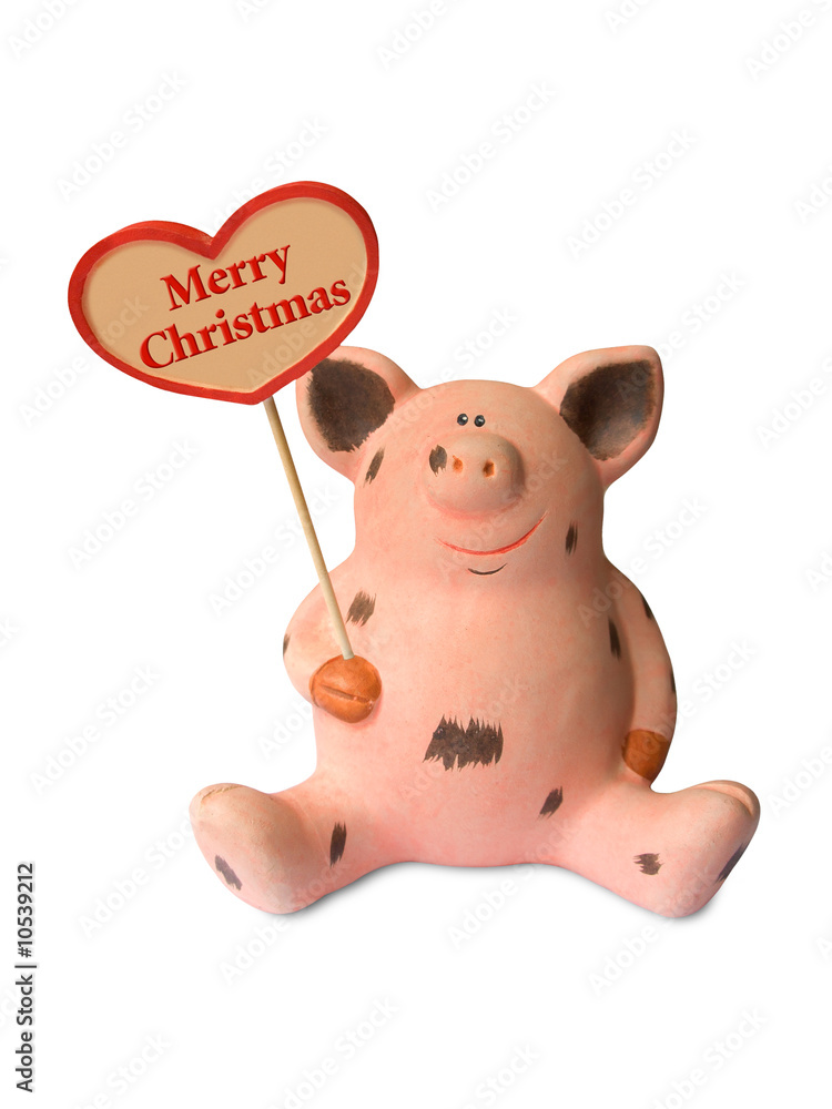 Funny pig with heart Merry Christmas Funny pig with heart Merry Christmas