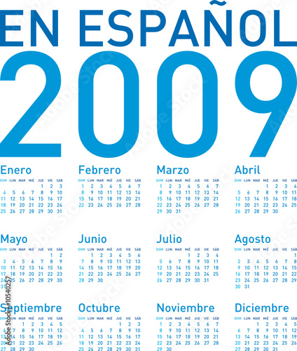 Simple Calendar for 2009, in Spanish (en Español)