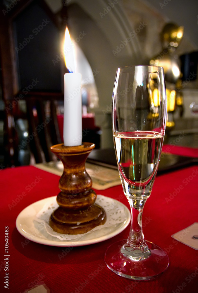 Candle & wineglass