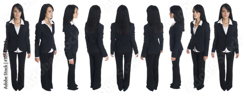 businesswoman rotating 360 degrees.