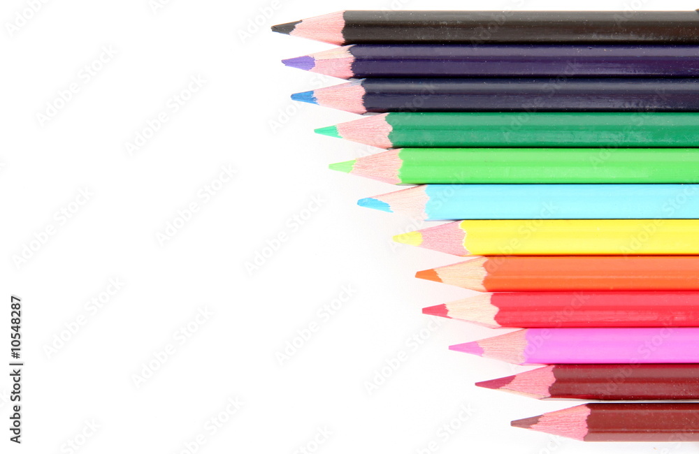 Colour pencils on white background Colour pencils on white background