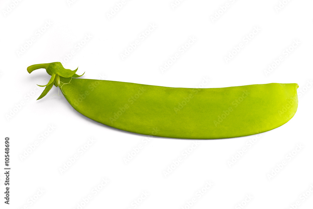The closed pod of peas on a white background The closed pod of peas on a white background