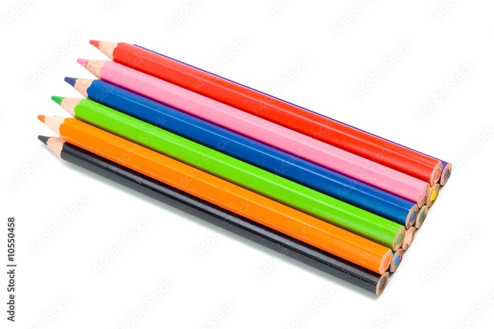 Set of Color pencils isolated on white Set of Color pencils isolated on white