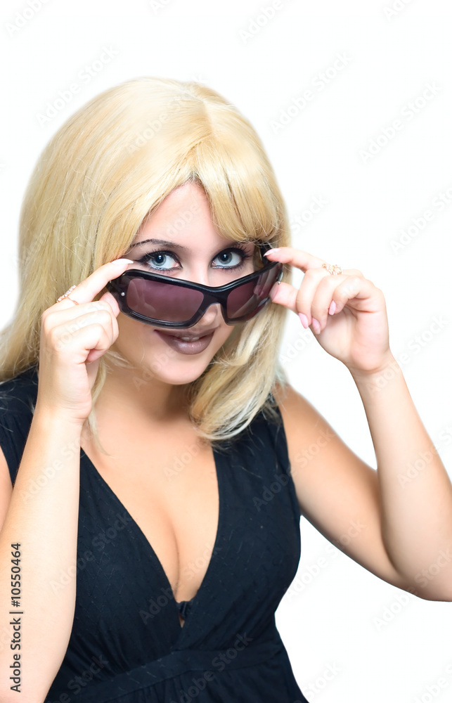 Blonde girl with glasses isolated on white Blonde girl with glasses isolated on white