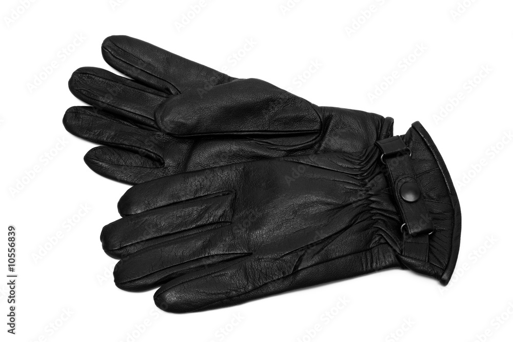 Black leather gloves on a white background Black leather gloves on a white background