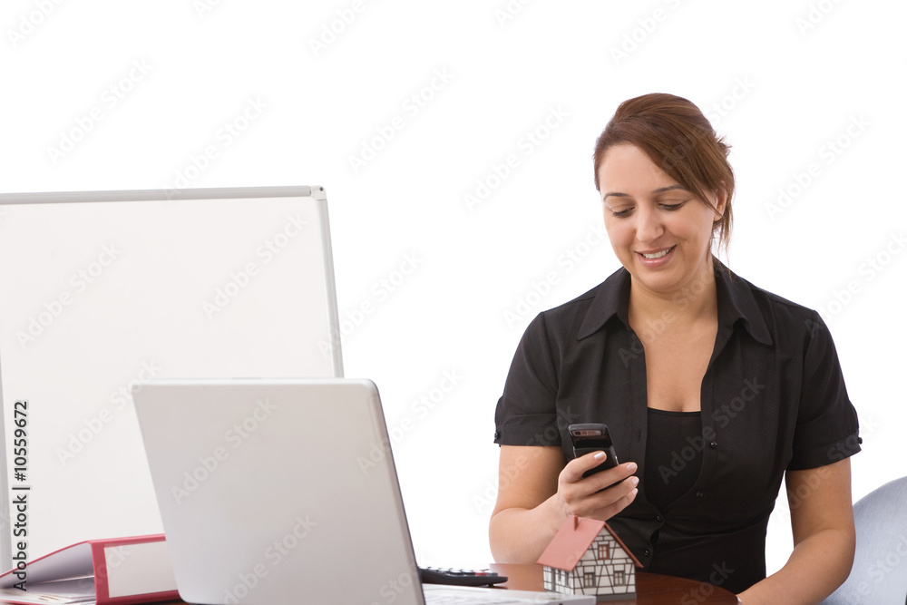 businesswoman with modern laptop at office businesswoman with modern laptop at office