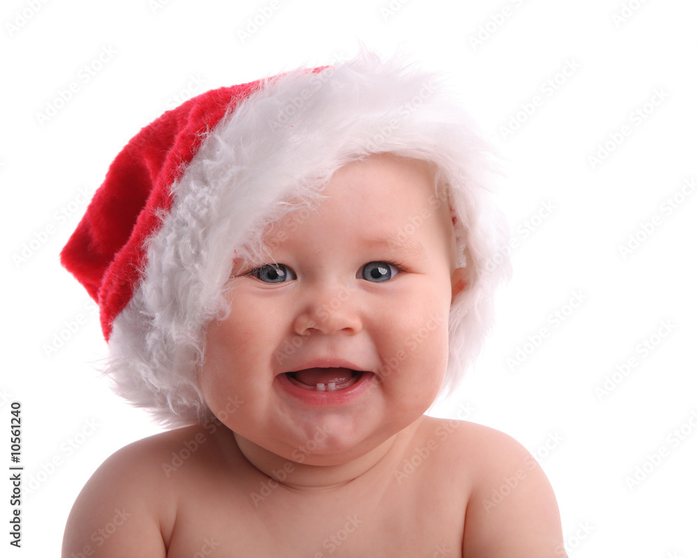 Baby child in a Christmas hat Baby child in a Christmas hat