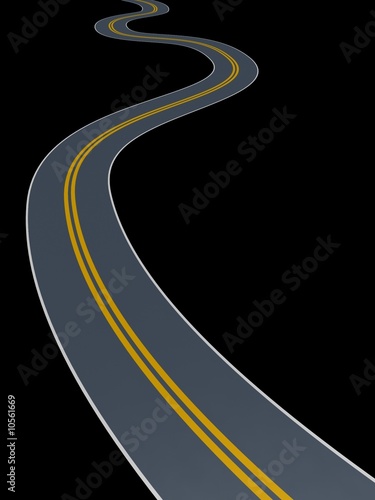wander curve road isolated on dark background