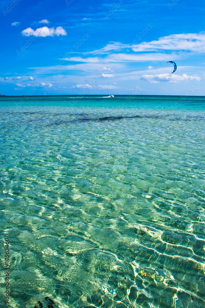 sandy beach and transparent water of the sea in Sardinia sandy beach and transparent water of the sea in Sardinia