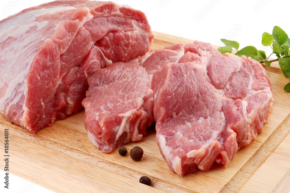 Fresh raw pork isolated on white background