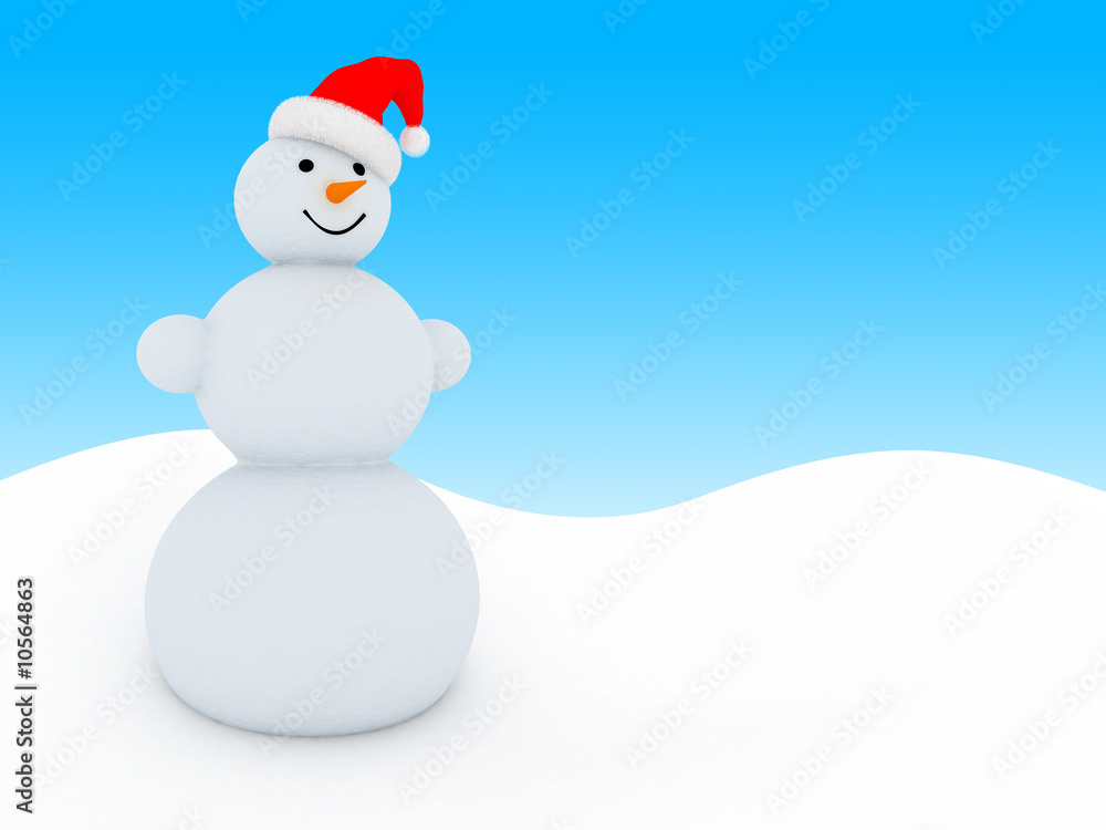 3d illustration of christmas background with snowman