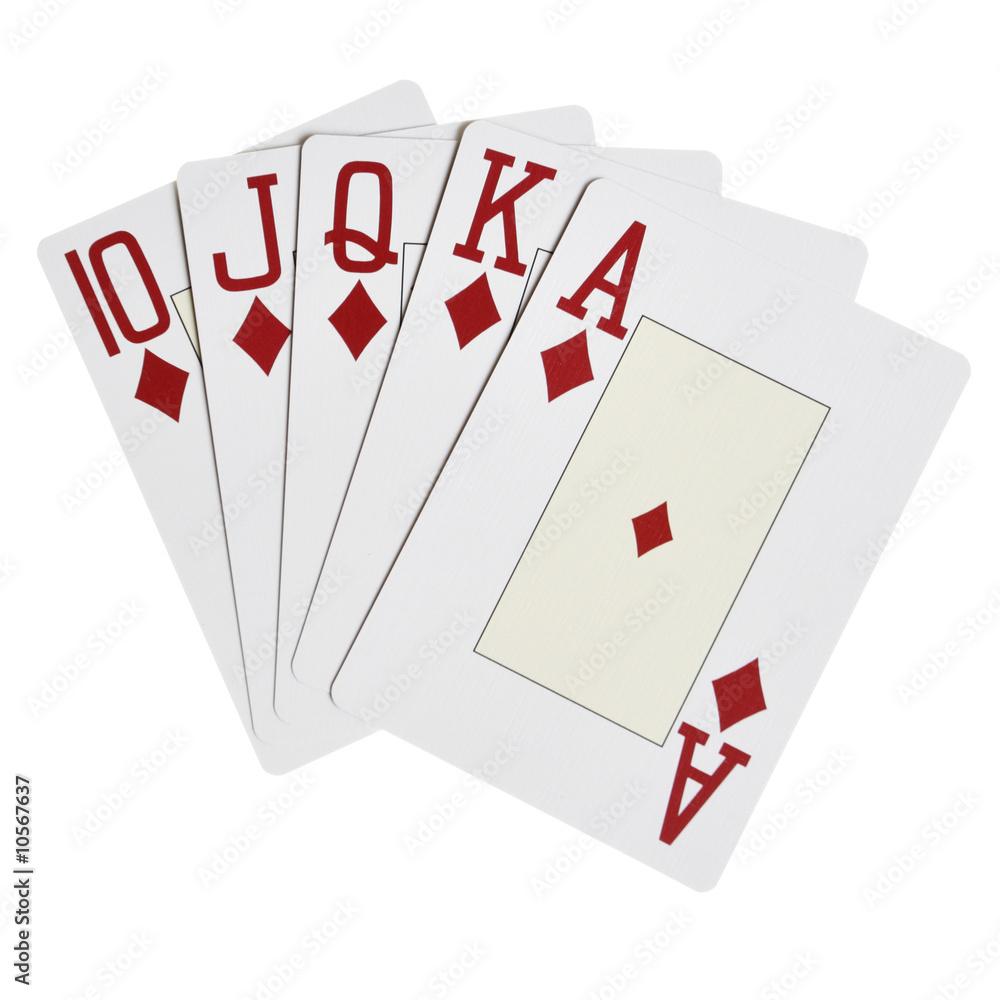 Obraz premium Diamonds royal flush isolated over white background