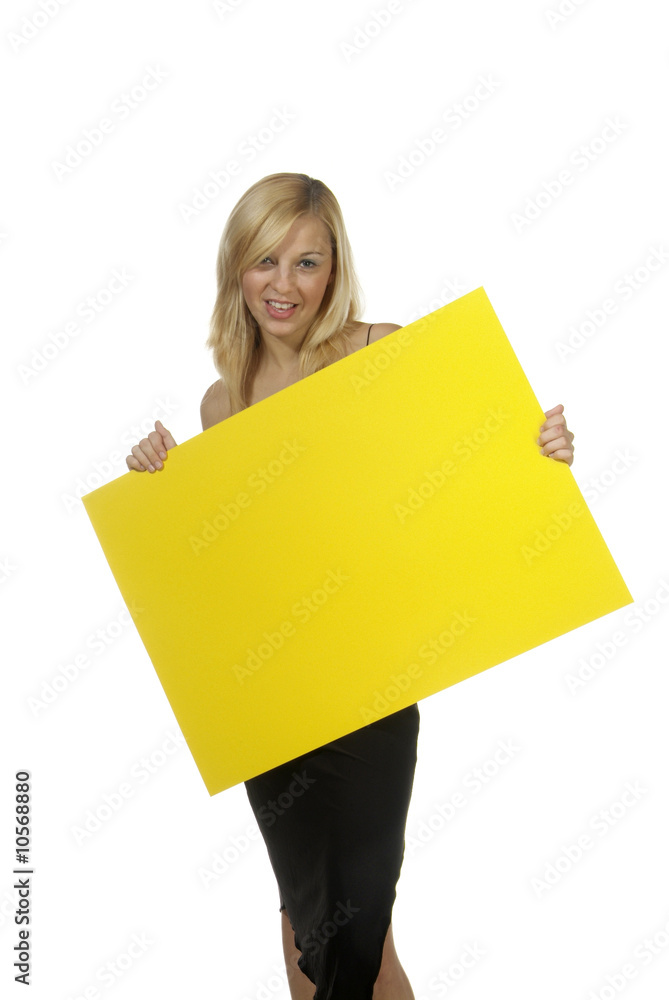 blond frau tafel gelb schwarz kleid