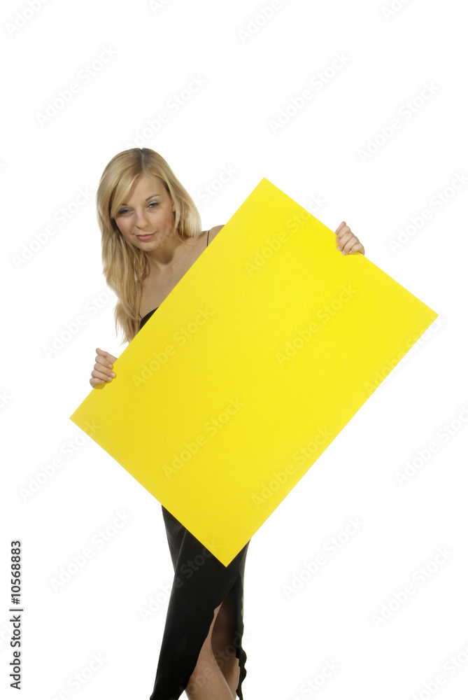 blond frau tafel gelb schwarz kleid blond frau tafel gelb schwarz kleid