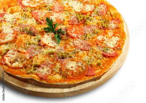 Meat Pizza with Tomato and Parsley