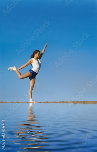 beautiful girl does stretching