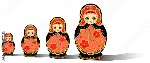 Fotografie russian dolls isolated on white