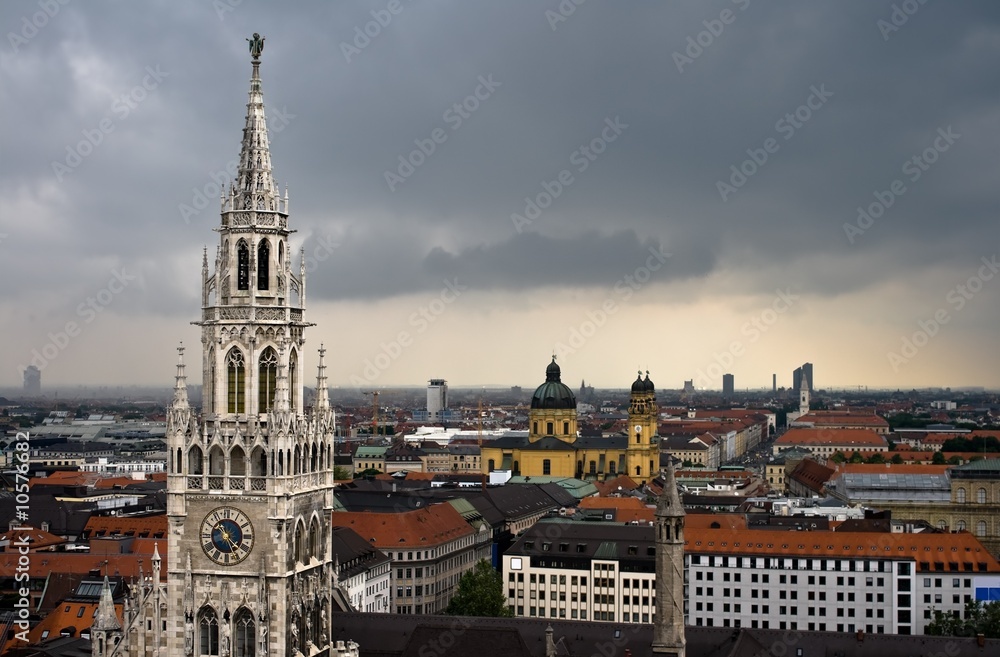 Dark clouds over Munich city