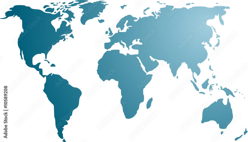 Fototapeta Mapa świata ilustracji, proste kolory gradientu konspektu