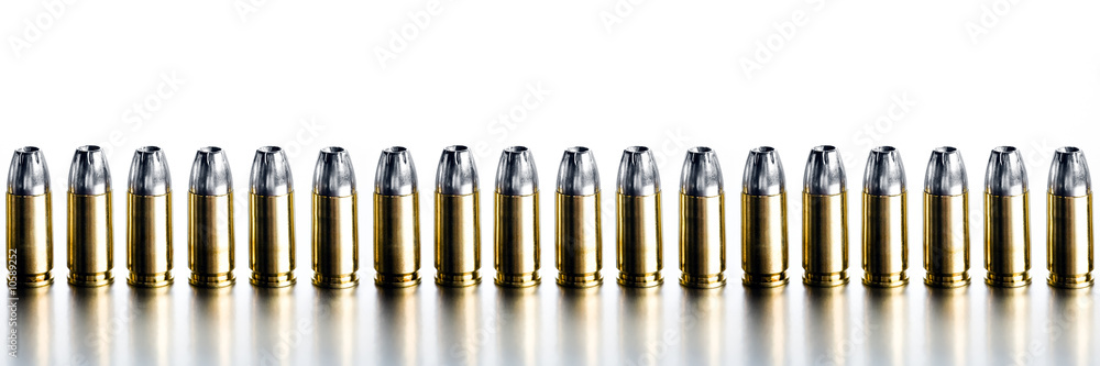 bullets 9mm high contrast banner isolated on white bullets 9mm high contrast banner isolated on white