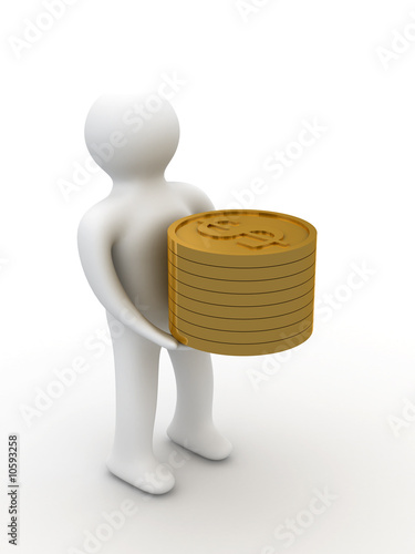 person with money for a white background. Isolated 3D image