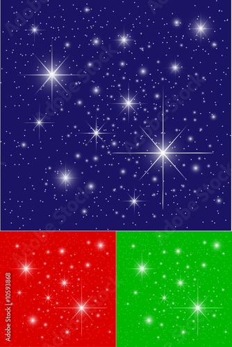 Twinkling Stars on Blue, Green and Red Backgrounds