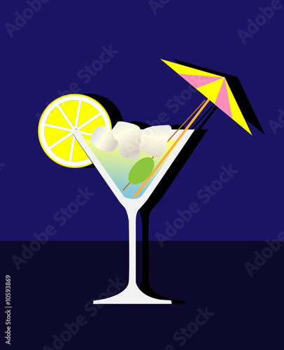 Cocktail Drink with Ice and Lemon