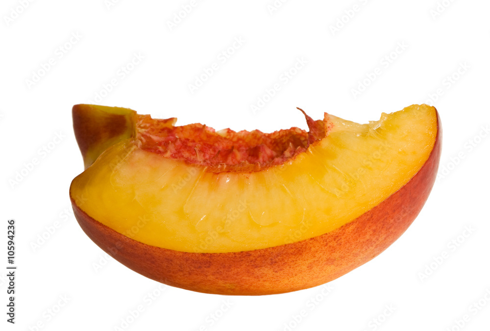 slice of peach isolated on white