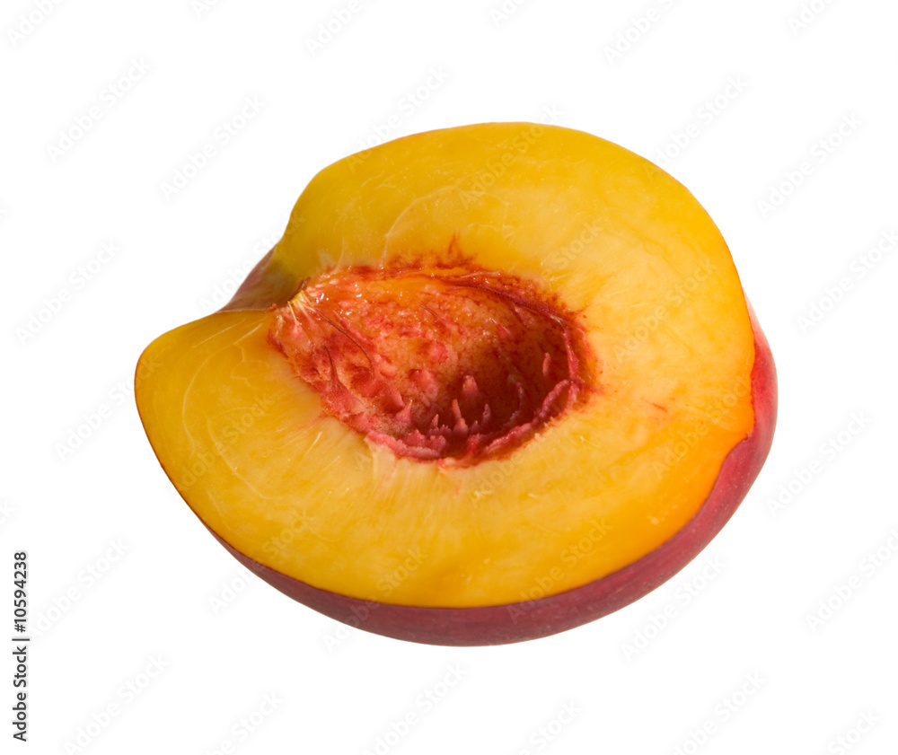 half of the peach isolated on white