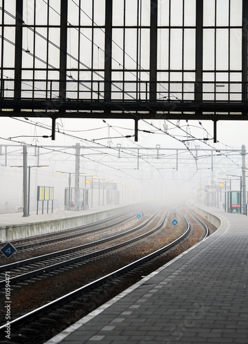 Foggy railway station