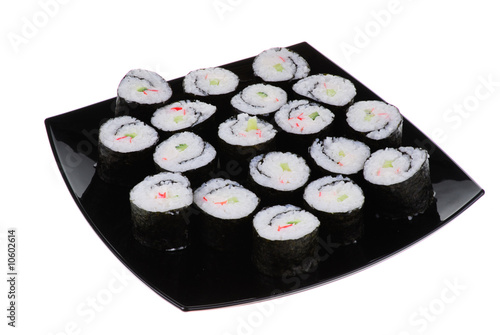 rolls on plate over white background