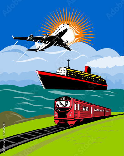 Airplane,boat and train