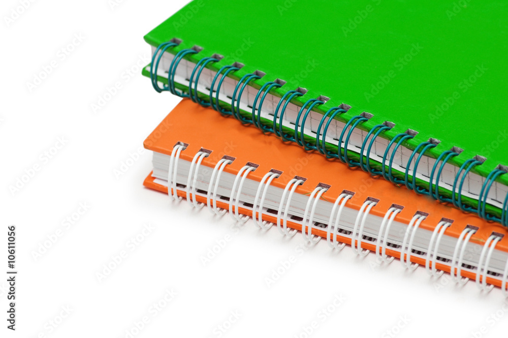 Close up of twol notebooks isolated on white Close up of twol notebooks isolated on white