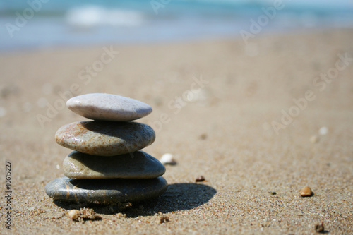 Stones stacked up on beach
