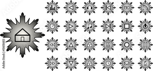 set of abstract multimedia web buttons