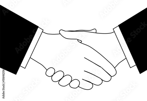 Clipart sketch of business deal handshake in black and white