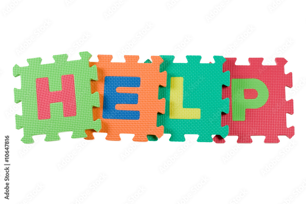 Alphabet blocks forming the word HELP isolated on white Alphabet blocks forming the word HELP isolated on white