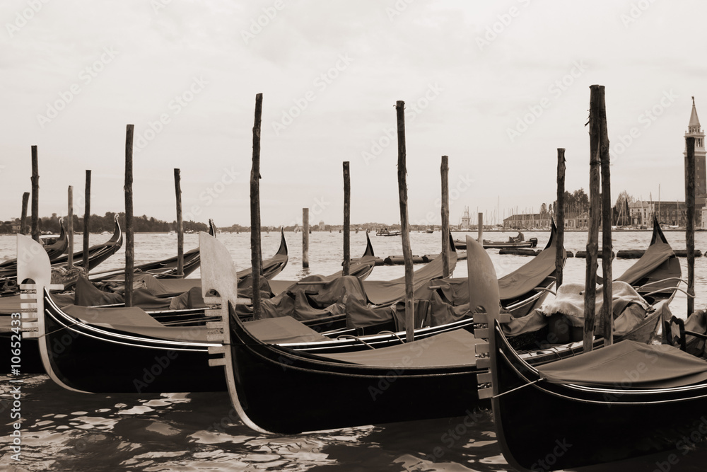 Sepia toned cityscape of Venice