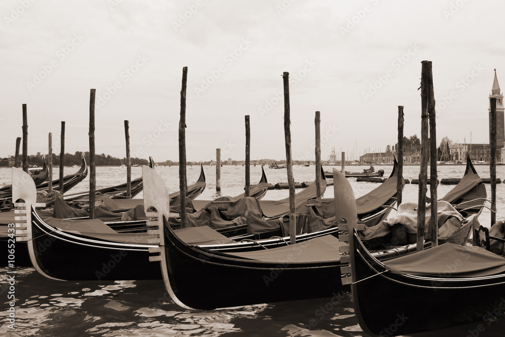Fototapeta premium Sepia toned cityscape of Venice