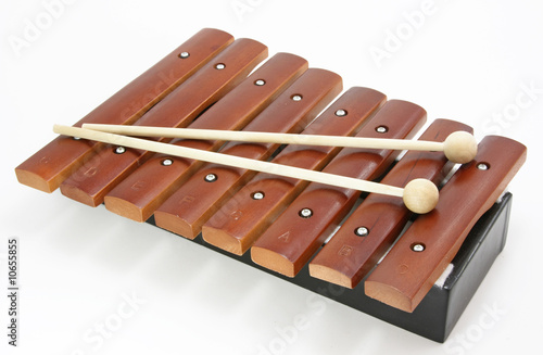 brown xylophone on white background photo
