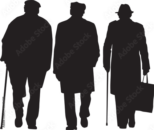 old people silhouettes vector