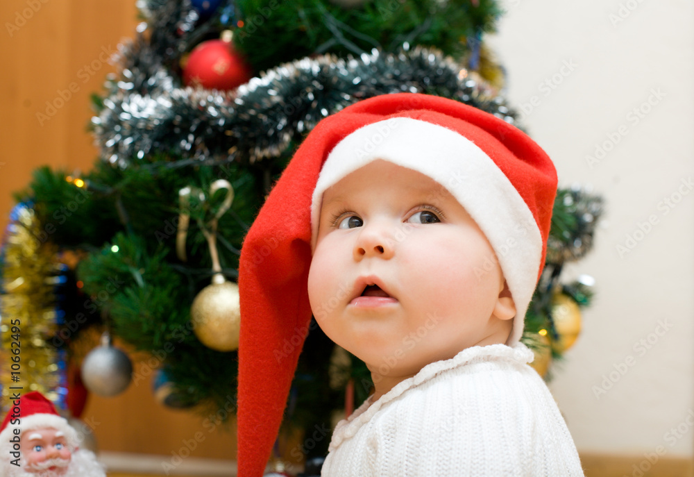 Little girl in red Santa hat Little girl in red Santa hat