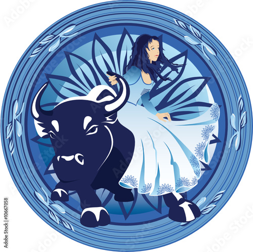 Bull with girl
