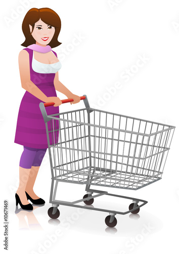 Mag et son chariot de supermarché vide (reflet)
