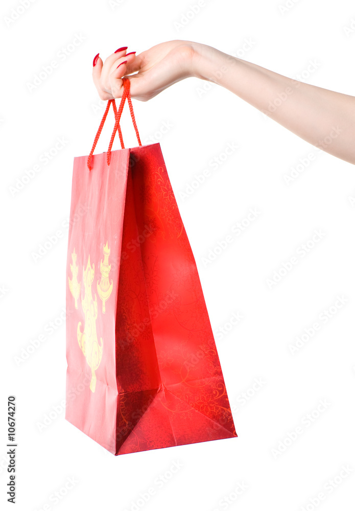 Woman hand holding shopping bag