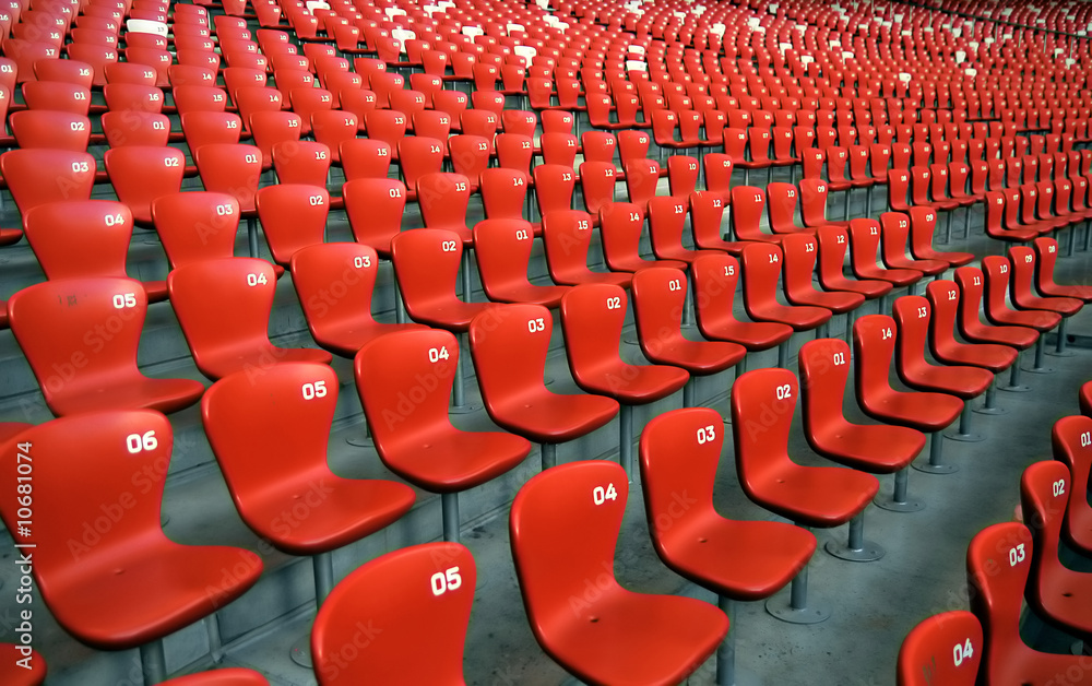 Stadium numbered red seats