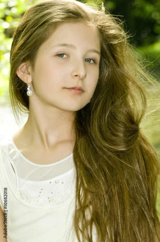 Cute young girl in park Cute young girl in park