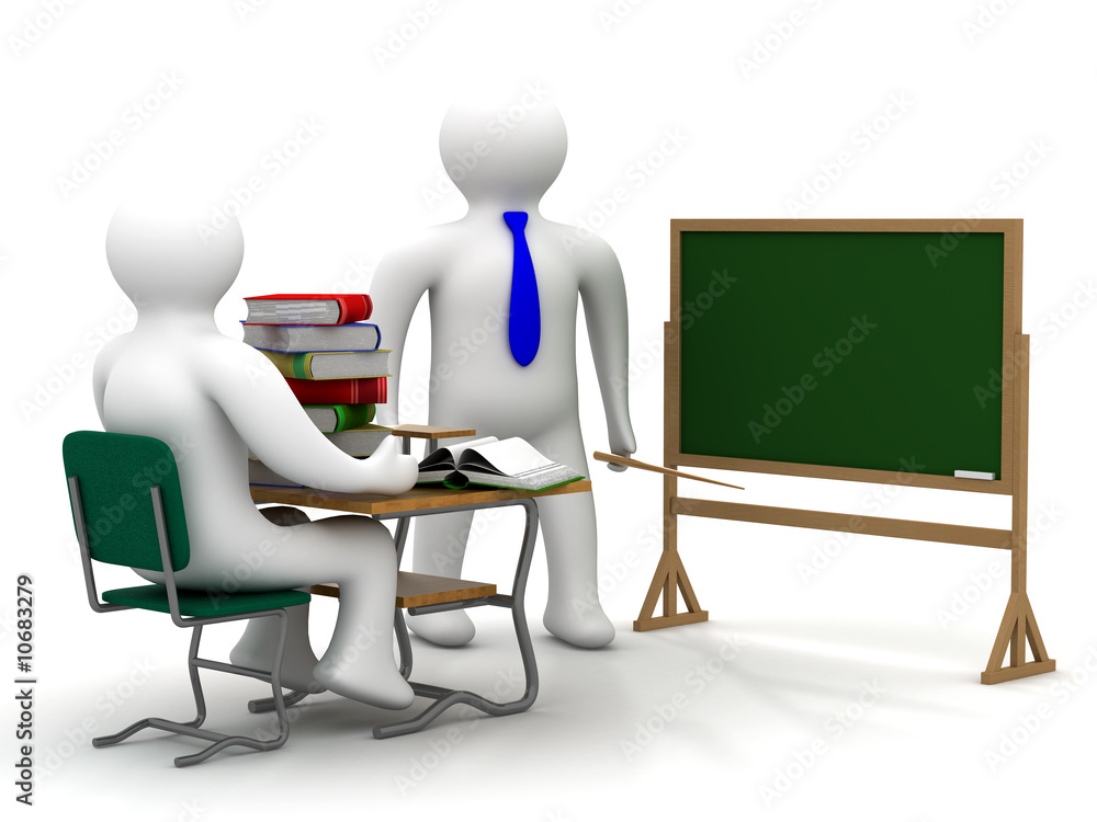 Lesson in a school class. Isolated 3D image. Lesson in a school class. Isolated 3D image.